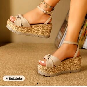 Elegant Beige Wedge Sandals